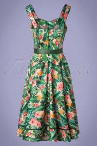 Vixen - Unreal Redheads Collaboration ~ 50s Jinkx Floral Tropical Dress in Pink and Green 5