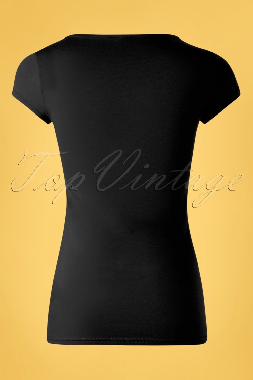 Blutsgeschwister - 50s Logo Feminine Short Sleeve Top in Black 2