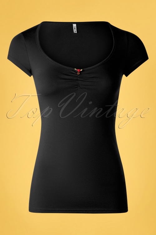 Blutsgeschwister - Logo Feminine Short Sleeve Top Années 50 en Noir