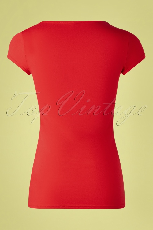 Blutsgeschwister - Logo Feminine Short Sleeve Top Années 50 en Rouge 3