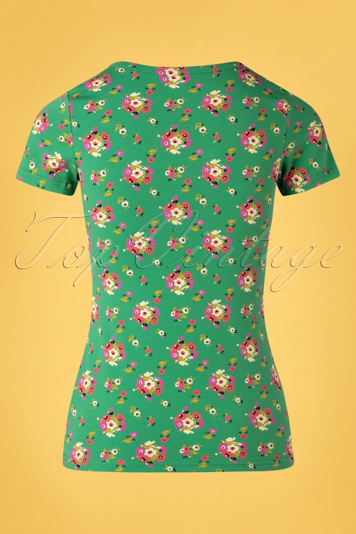 Blutsgeschwister - 50s Sunshine Camp T-Shirt in Green Floral 2