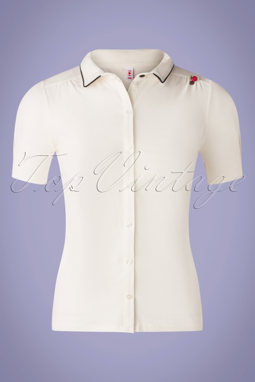 Blutsgeschwister - 60s Logo Jersey Blousette in Simply White