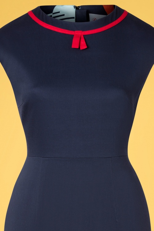 Banned Retro - 50s Summer Sail Pencil Dress in Navy 3