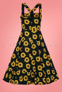 Collectif Clothing - 50s Maggie Sunflower Swing Dress in Black  4