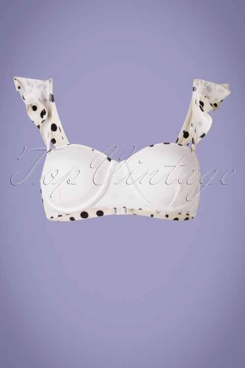 Belsira - 50s Dotted Bikini Top in Ivory 8