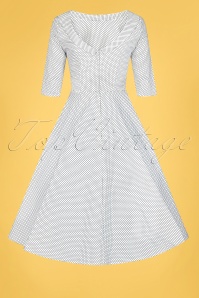 Collectif Clothing - Bertha Mini Polka Dot Swing Kleid in Elfenbein und Schwarz 5