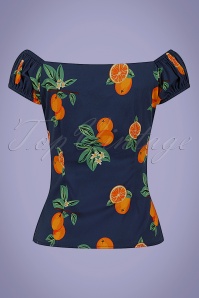Collectif Clothing - Dolores Oranges Top in Navy 4