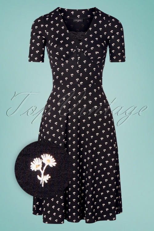 Vive Maria - 60s Marguerite Flowers Dress in Black