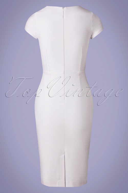 Zoe Vine - Sadie Pencil Dress Années 50 en Blanc 3