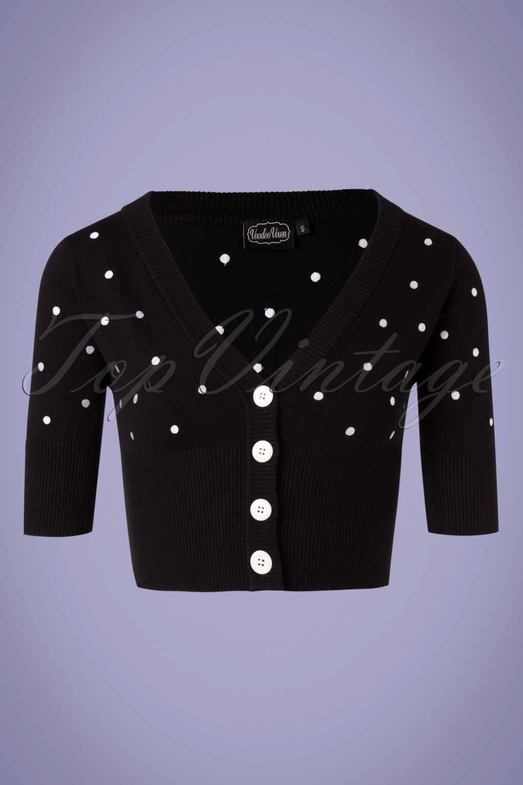 50s Bonita Polkadot Cardigan In Black 1102