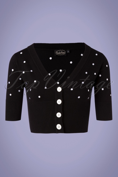 Vixen - 50s Bonita Polkadot Cardigan in Black