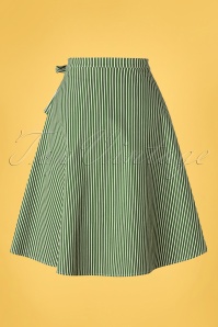 Banned Retro - Stripes And Ripe Wrap Swing Skirt Années 50 en Vert 3