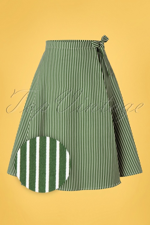 Banned Retro - Stripes And Ripe Wrap Swing Skirt Années 50 en Vert 2
