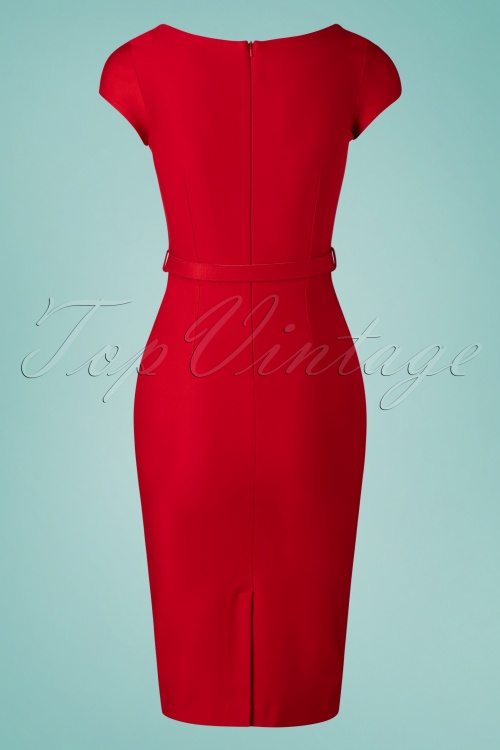 Zoe Vine - 50s Gina Pencil Dress in Red 5