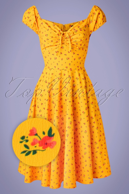 Timeless - 50s Serenity Swing Dress in Gold Yellow 2