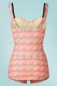 Red Dolly - 50s Boomerang One Piece Swimsuit in Pink 3