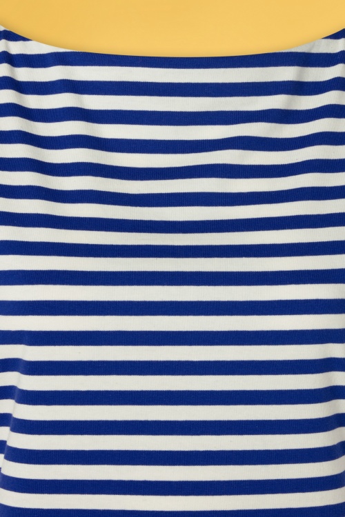 Banned Retro - Sally Striped Top Années 60 en Bleu et Blanc 3