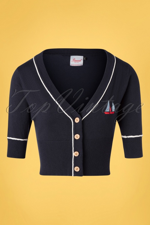 Banned Retro - 50s Summer Sail Cardigan in Navy