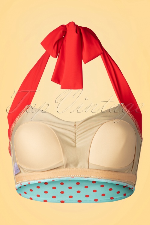 Red Dolly - Dottie bikinitop in aquablauw en rood 4
