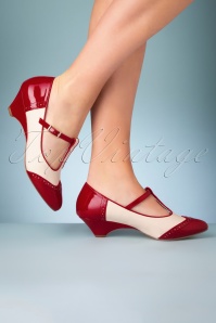 B.A.I.T. - 50s Ione Spectator T-Strap Pump in Red and White 3