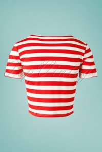 Banned Retro - 50s Land Ahoy Crop T-Shirt in Red and White 4