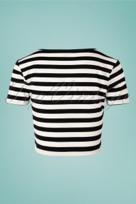 Banned Retro - Land Ahoy crop t-shirt in zwart en wit 2