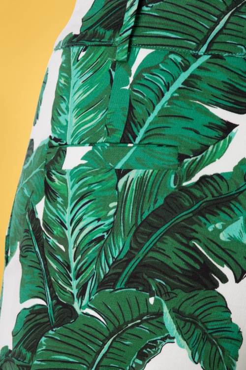 Banned Retro - Tropical Leaves Trousers Années 50 en Vert 4