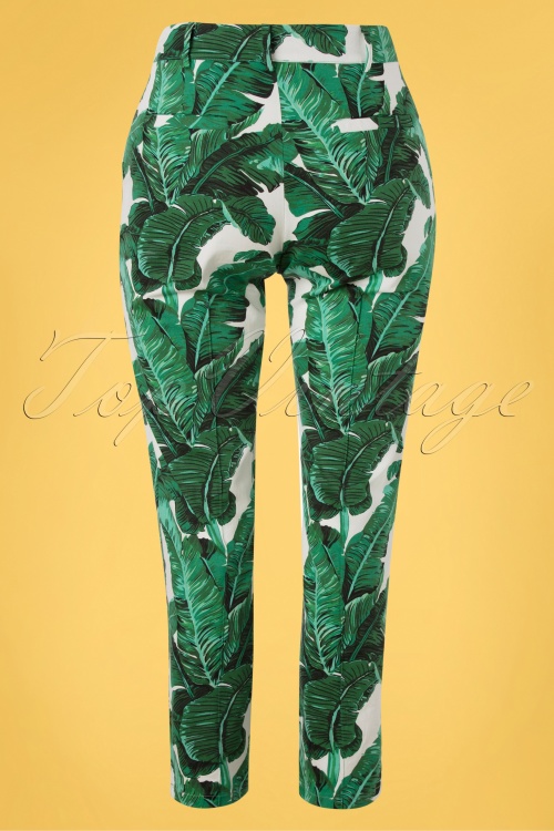 Banned Retro - 50s Tropical Leaves Trousers in Green 3