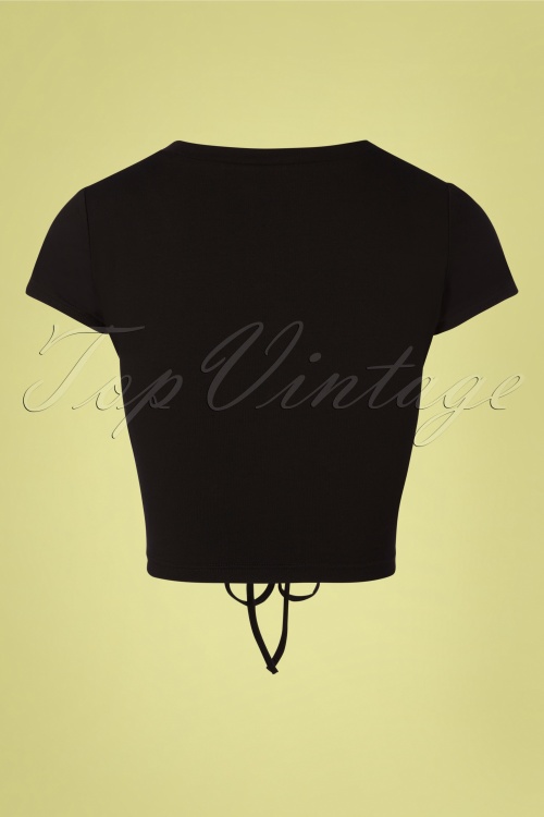 Banned Retro - 50s 50s Scrunch Up Drawstring Top in Black 2