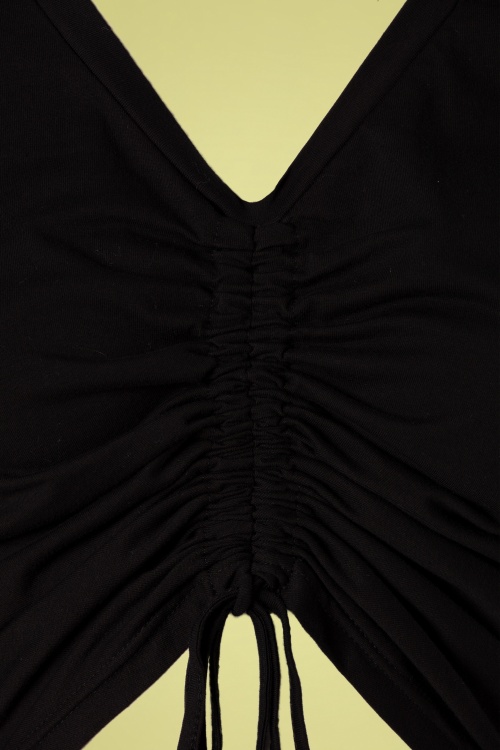 Banned Retro - 50s 50s Scrunch Up Drawstring Top in Black 3
