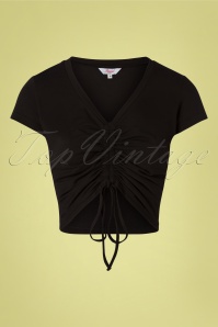 Banned Retro - 50s 50s Scrunch Up Drawstring Top in Black