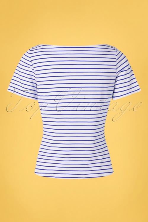 Banned Retro - 60s Italy Sail Striped Top in Blue and White 2