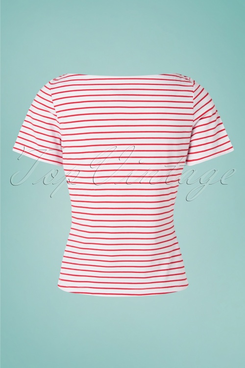 Banned Retro - Italy Sail gestreepte top in rood en wit 4