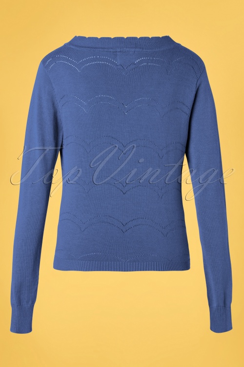 Banned Retro - 50s June Pointelle Cardigan in Blue 4