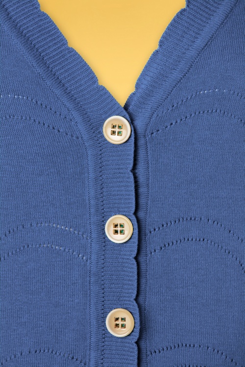 Banned Retro - June Pointelle vest in blauw 3