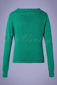 Banned Retro - 50s June Pointelle Cardigan in Green 4