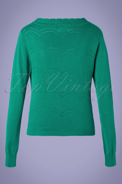 Banned Retro - 50s June Pointelle Cardigan in Green 4