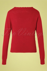 Banned Retro - 50s June Pointelle Cardigan in Red 4