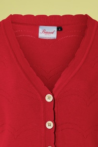 Banned Retro - 50s June Pointelle Cardigan in Red 2