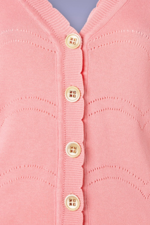 Banned Retro - 50s June Pointelle Cardigan in Pink 3