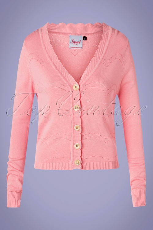 Banned Retro - 50s June Pointelle Cardigan in Pink
