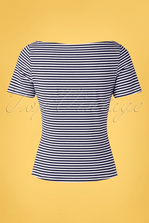 Banned Retro - 60s Sally Striped Top in Navy and White 2