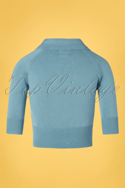 Banned Retro - 40s April Bow Cardigan in Baby Blue 4