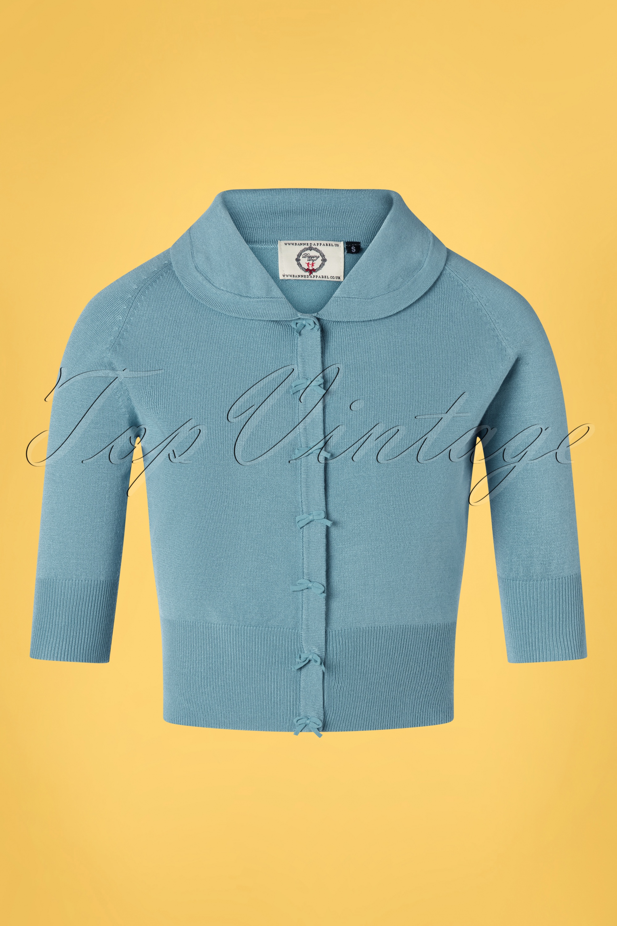 Banned Retro 40s April Bow Cardigan in Baby Blue | Shop at