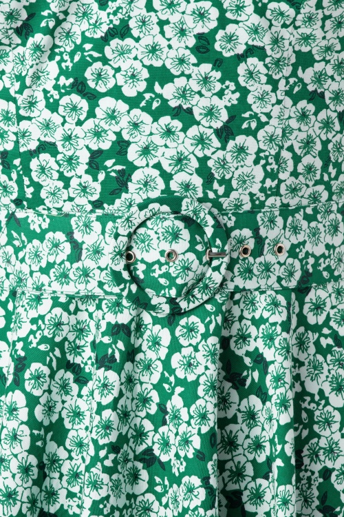 Timeless - Selene Swing-Kleid in Grün mit Blumenmuster 5