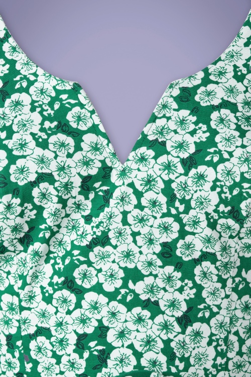 Timeless - 50s Selene Swing Dress in Green Floral 4