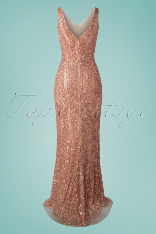 GatsbyLady - 20s Sophie Sequin Maxi Dress in Rose Gold 3