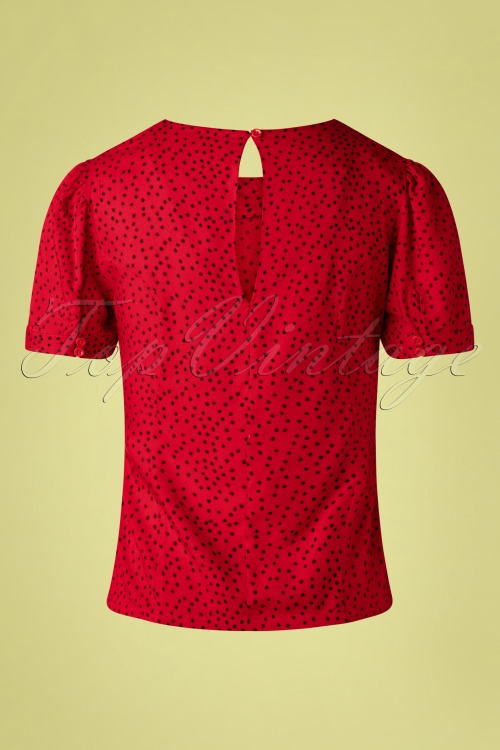 Timeless - Leila polkadot blouse in rood 4