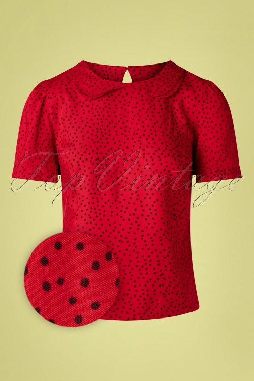 Timeless - Leila polkadot blouse in rood