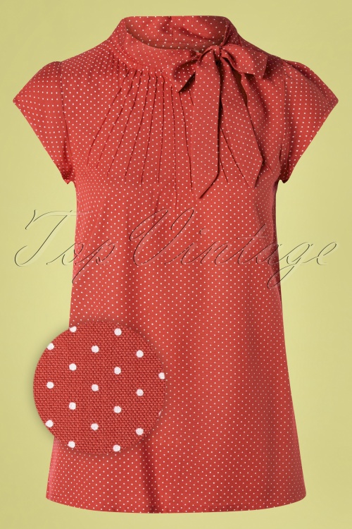 Circus - 50s Anna Pin Dot Top in Pale Red